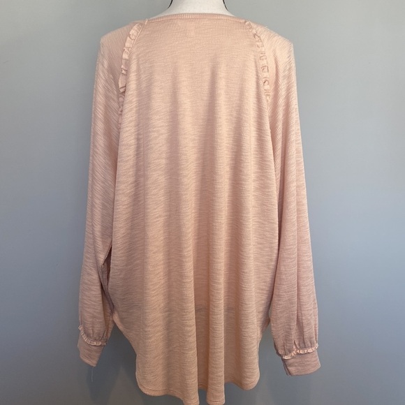 Lauren Conrad Pink Ruffle Long Sleeve Layering Blouse - Picture 4 of 6
